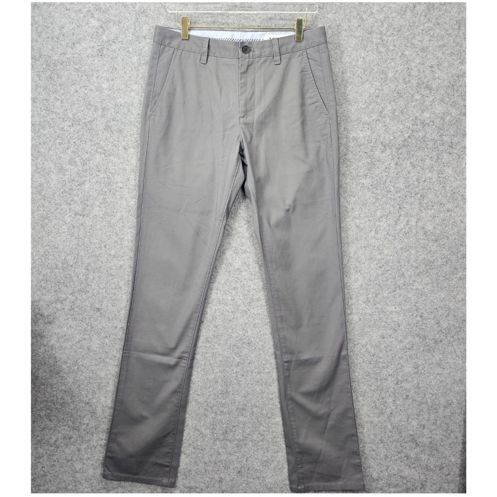 Supima Cotton Chino Pants Mens 31x33 S Gray Stretch Flat Front Preppy JOMERS